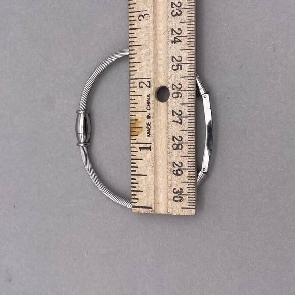 I Am Enough Twisted Wire Keychain Cable Bracelet Silver Tone - Picture 4 of 4